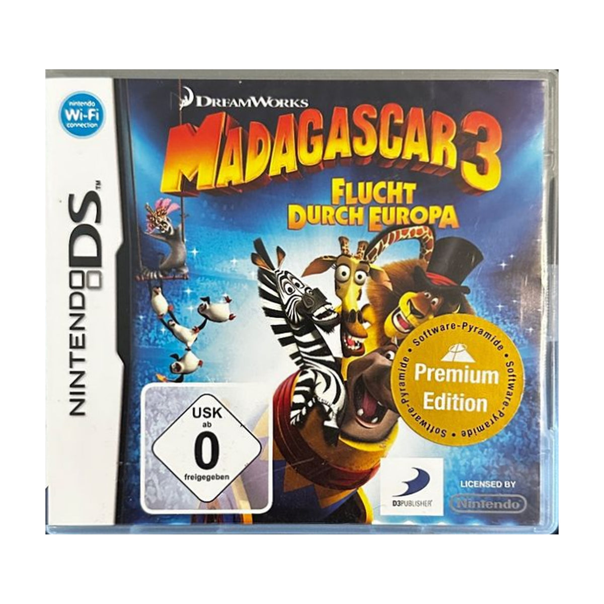 Madagascar 3: Flucht durch Europa - Nintendo DS Spiel – freigestelltes Hauptbild