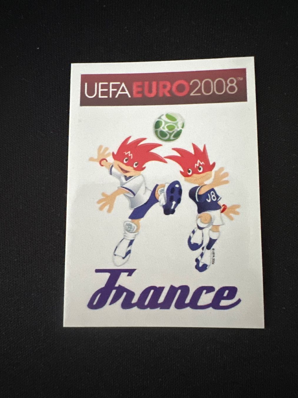 Panini UEFA EURO 2008 – Nr. 332 – Frankreich Maskottchen – Südamerika-Version – Originalfoto Vorderseite