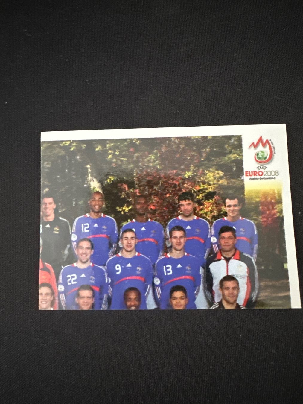 Panini UEFA EURO 2008 – Nr. 334 – Frankreich Mannschaft Teilbild oben rechts – Südamerika-Version – Originalfoto Vorderseite