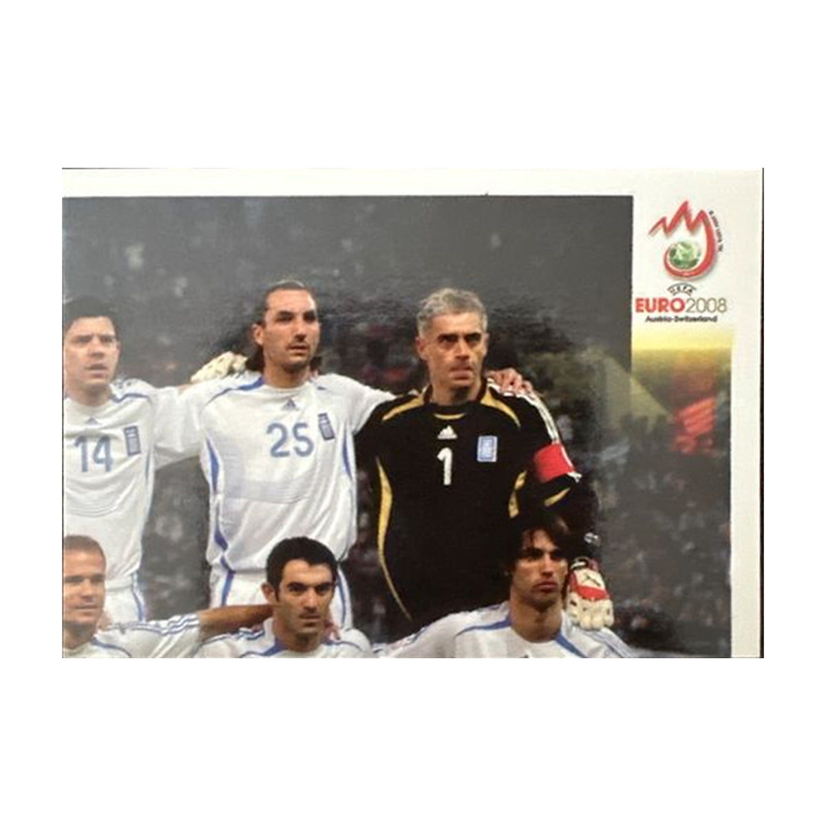 Panini UEFA EURO 2008 – Nr. 360 – Griechenland Mannschaft Teilbild oben rechts – Südamerika-Version – Vorderseite