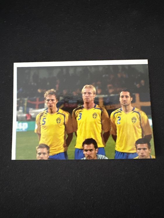 Panini UEFA EURO 2008 – Nr. 385 – Schweden Mannschaft Teilbild oben links – Südamerika-Version – Originalfoto Vorderseite