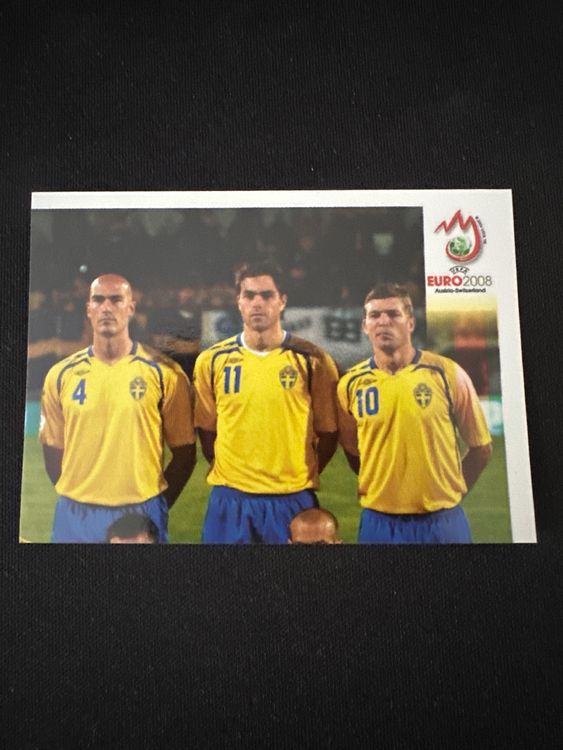 Panini UEFA EURO 2008 – Nr. 386 – Schweden Mannschaft Teilbild oben rechts – Südamerika-Version – Originalfoto Vorderseite