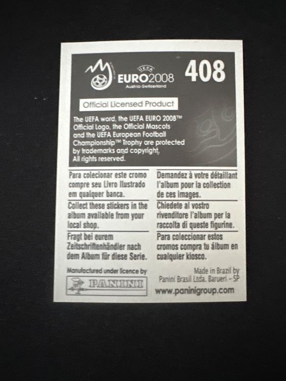 Panini UEFA EURO 2008 – Nr. 408 – Markus Rosenberg – Südamerika-Version – Rückseite