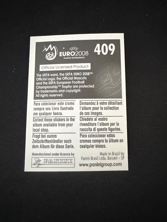 Panini UEFA EURO 2008 – Nr. 409 – Rami Shaaban – Südamerika-Version – Rückseite