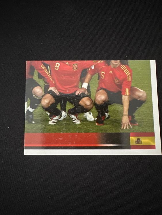 Panini UEFA EURO 2008 – Nr. 414 – Spanien Mannschaft Teilbild unten rechts – Südamerika-Version – Originalfoto Vorderseite