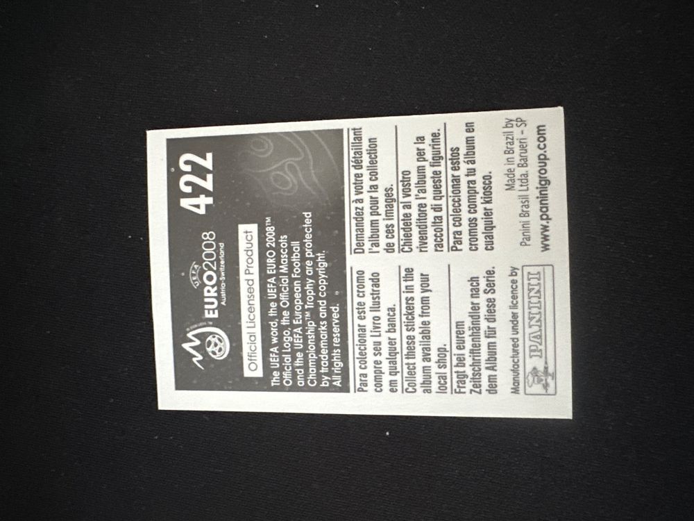 Panini UEFA EURO 2008 – Nr. 422 – Mariano Pernia – Südamerika-Version – Rückseite