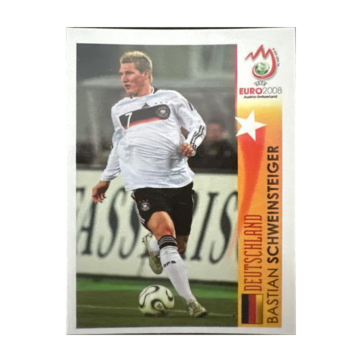 Panini UEFA EURO 2008 – Nr. 499 – Bastian Schweinsteiger – Action – Südamerika-Version – Vorderseite