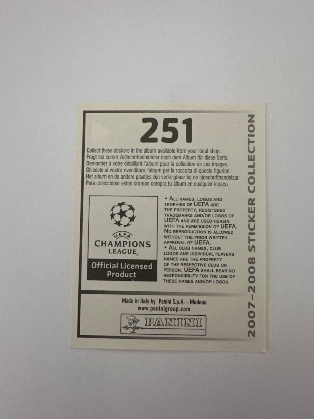 Panini UEFA Champions League 2007/08 - Nr. 251 - Bild 2