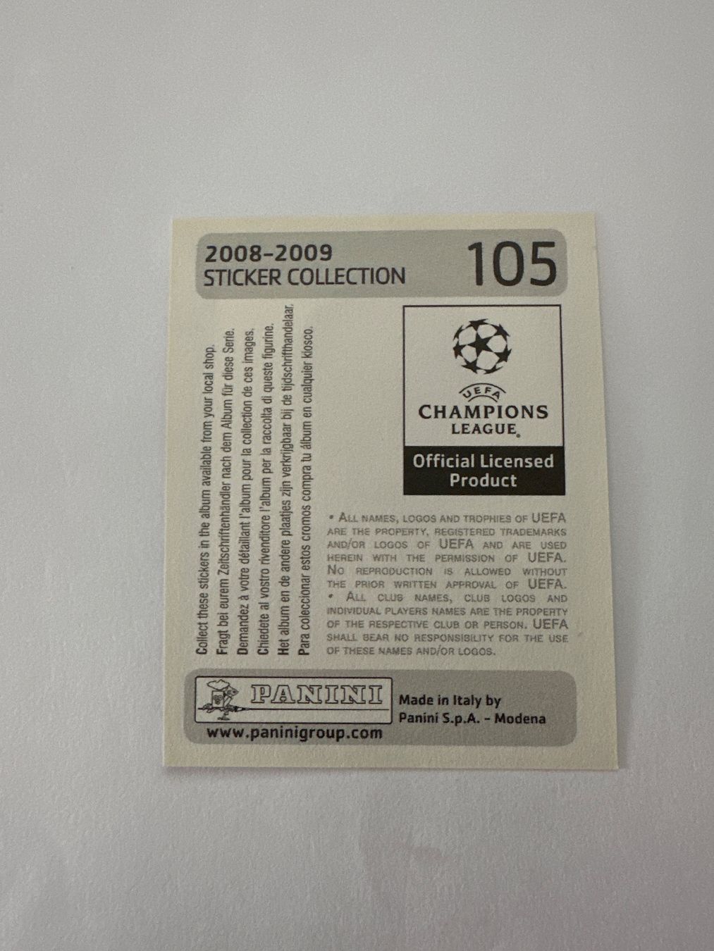 Panini UEFA Champions League 2008/09 - Nr. 105 - Bild 2