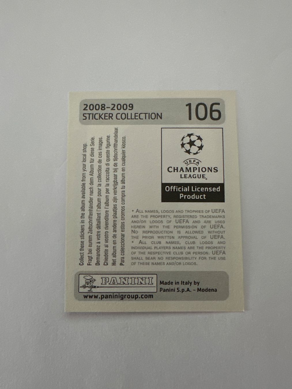 Panini UEFA Champions League 2008/09 - Nr. 106 - Bild 2