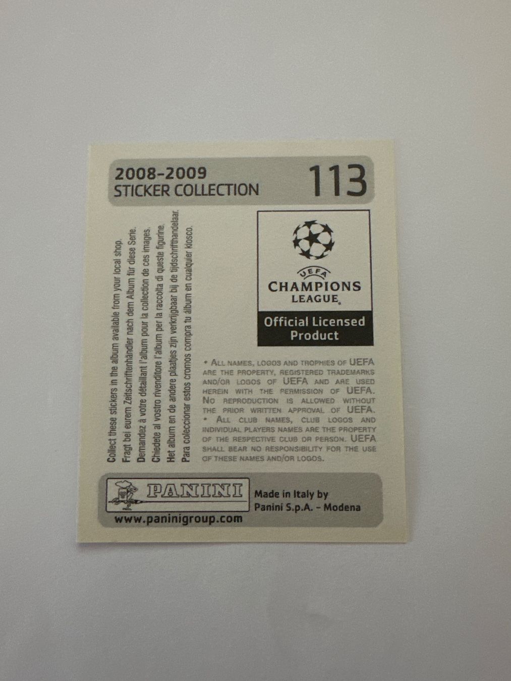 Panini UEFA Champions League 2008/09 - Nr. 113 - Bild 2