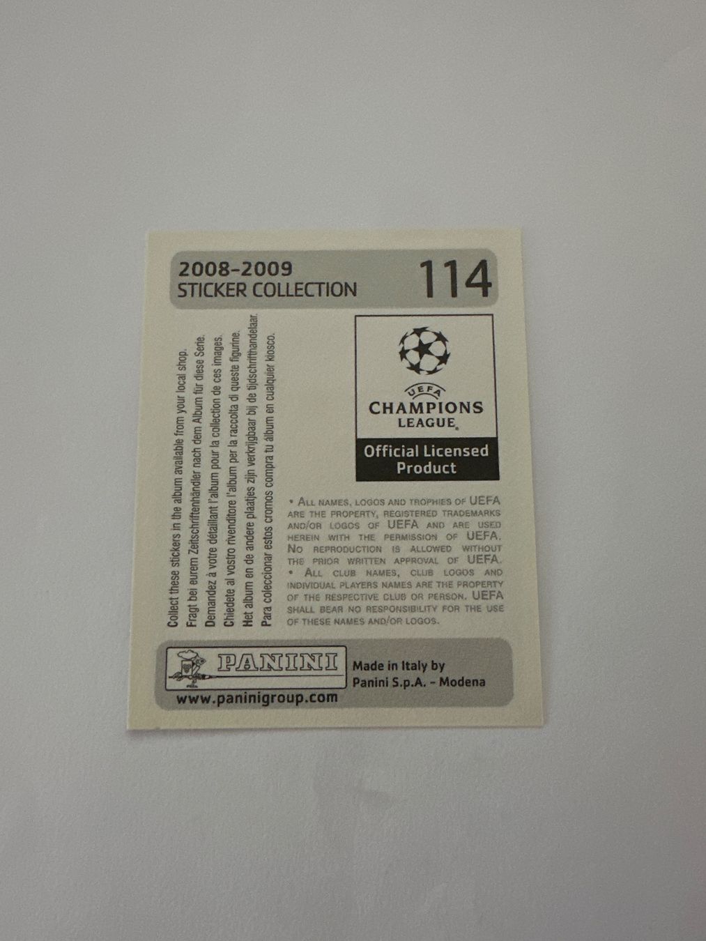 Panini UEFA Champions League 2008/09 - Nr. 114 - Bild 2