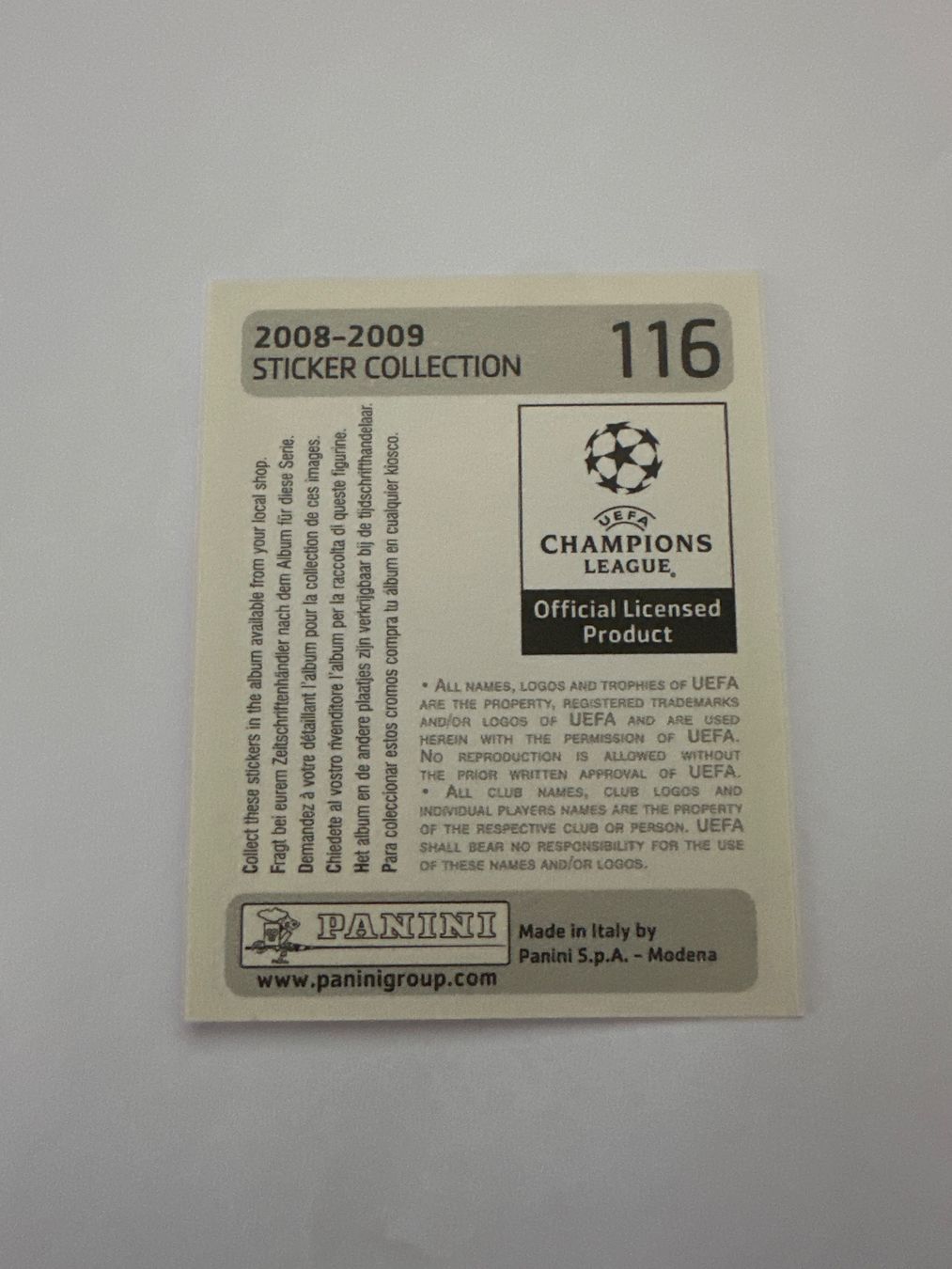 Panini UEFA Champions League 2008/09 - Nr. 116 - Bild 2