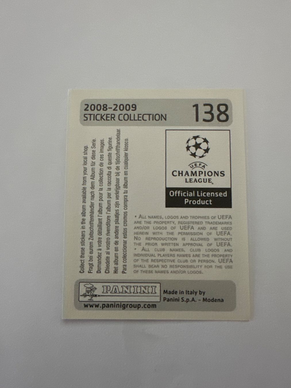 Panini UEFA Champions League 2008/09 - Nr. 138 - Bild 2