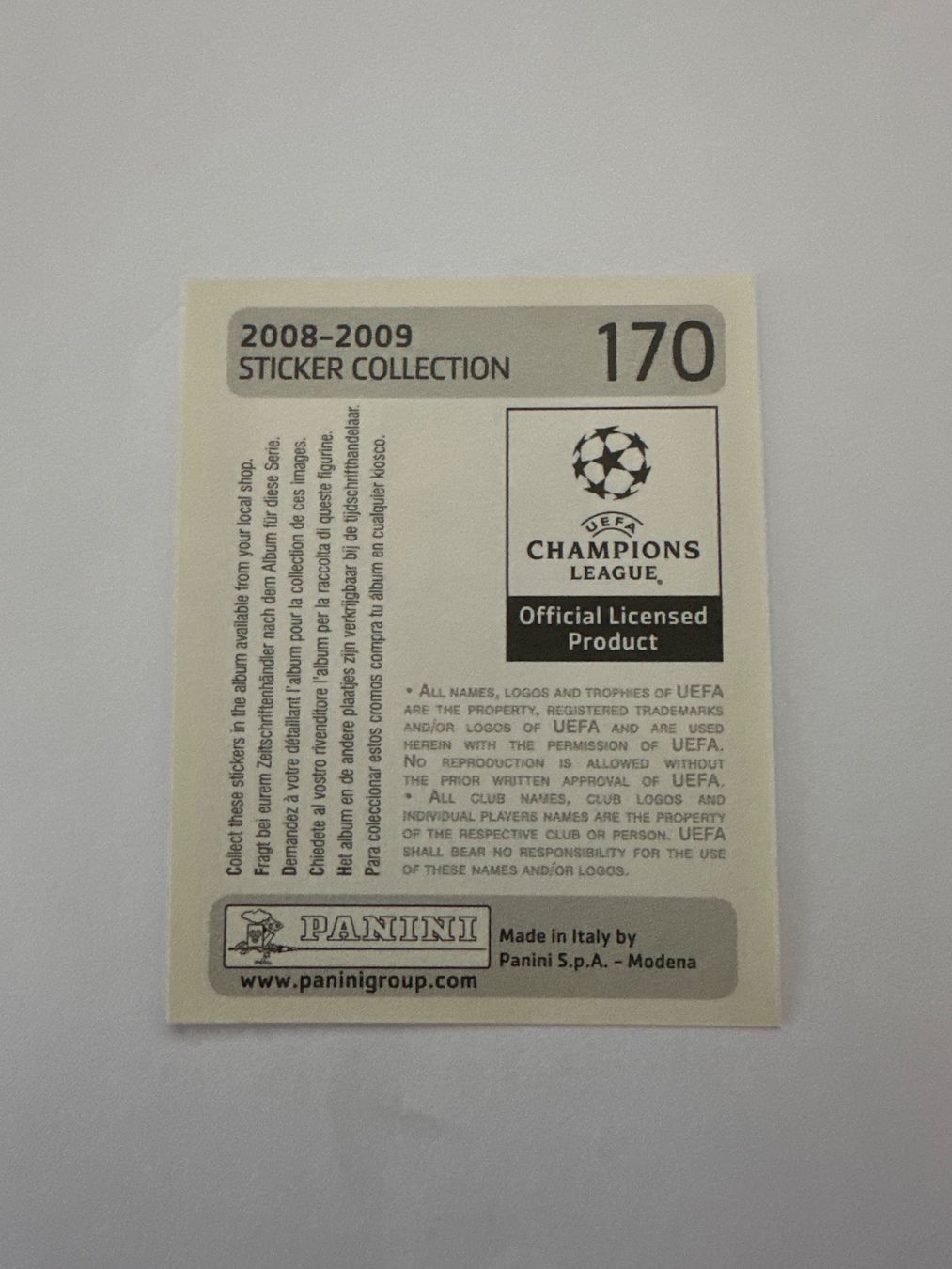 Panini UEFA Champions League 2008/09 - Nr. 170 - Bild 2