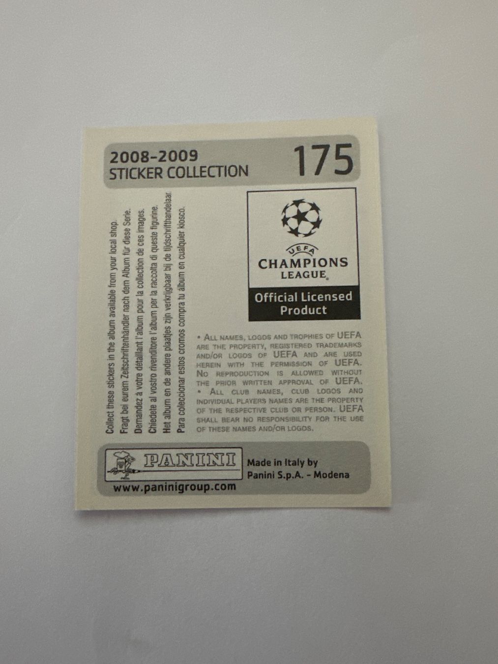 Panini UEFA Champions League 2008/09 - Nr. 175 - Bild 2