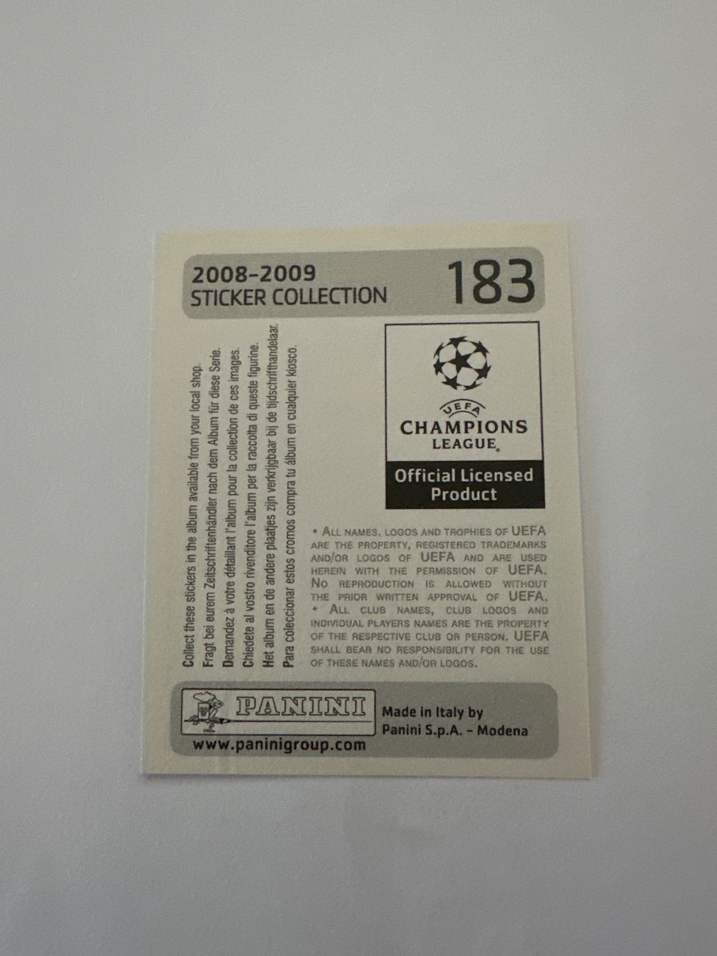 Panini UEFA Champions League 2008/09 - Nr. 183 - Bild 2