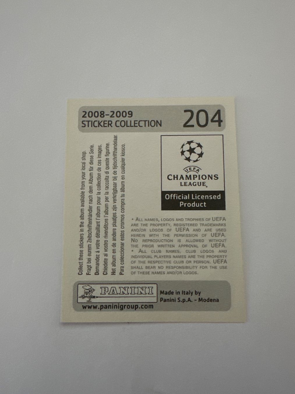 Panini UEFA Champions League 2008/09 - Nr. 204 - Bild 2