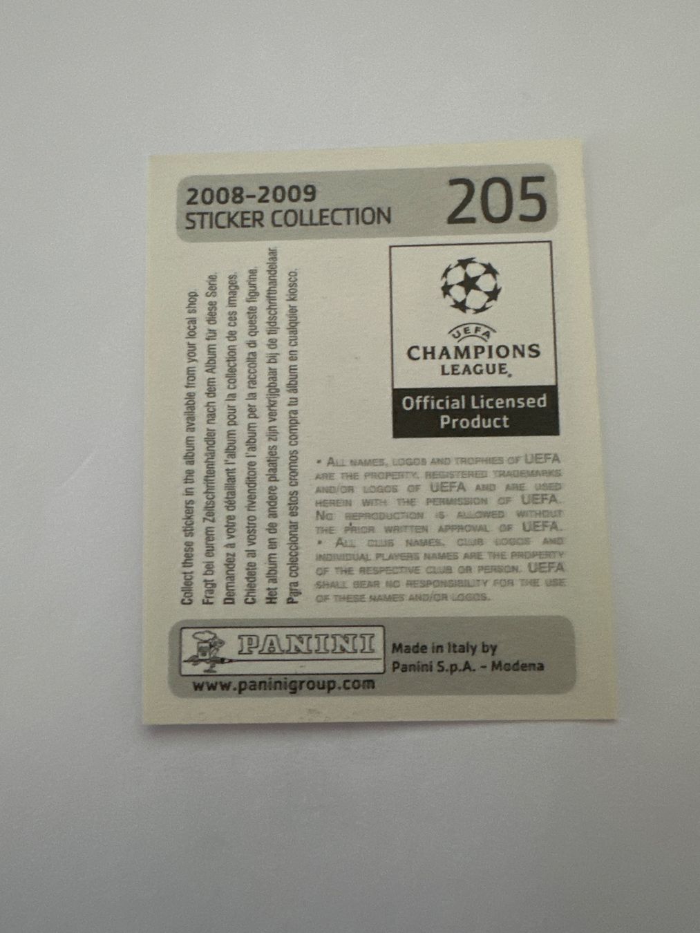 Panini UEFA Champions League 2008/09 - Nr. 205 - Bild 2
