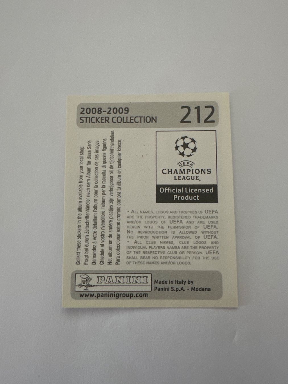 Panini UEFA Champions League 2008/09 - Nr. 212 - Bild 2