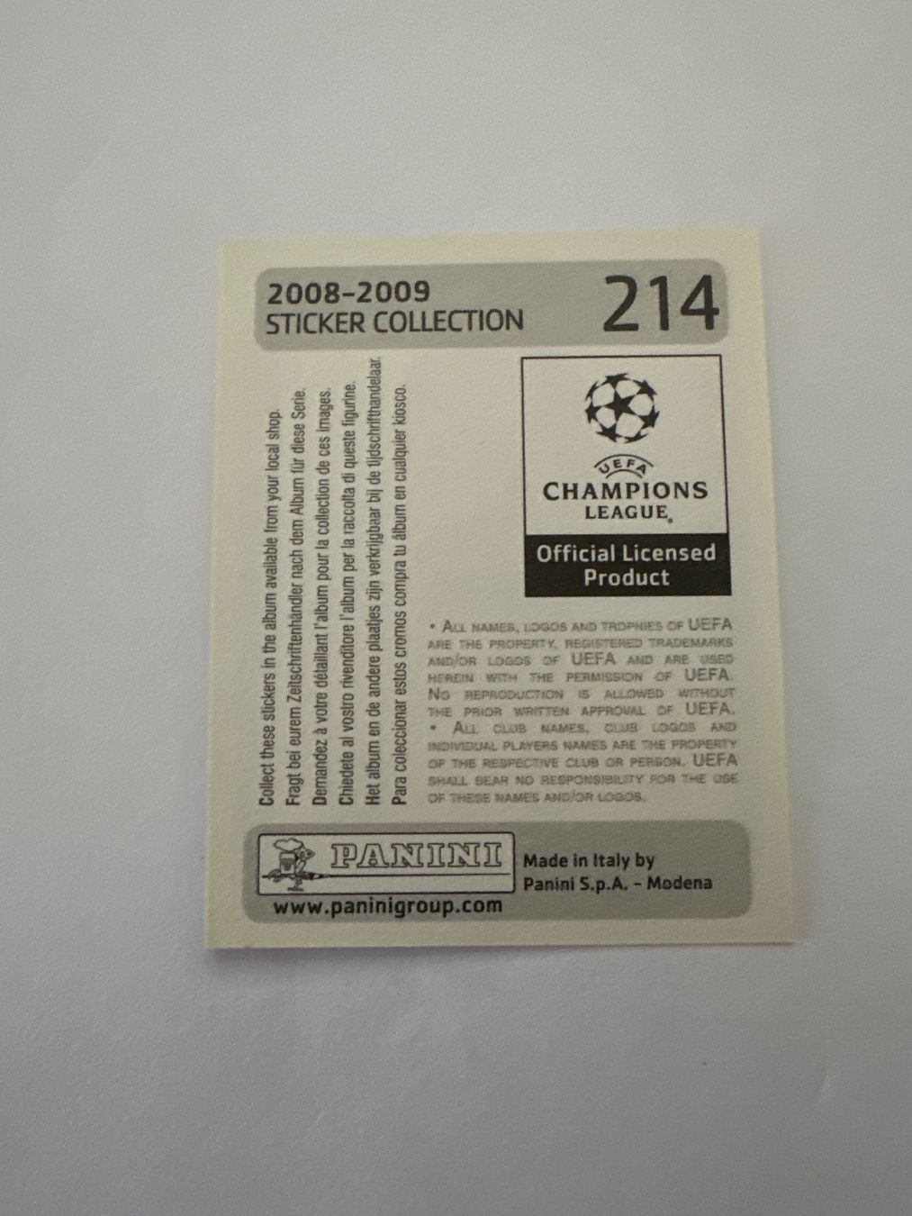 Panini UEFA Champions League 2008/09 - Nr. 214 - Bild 2