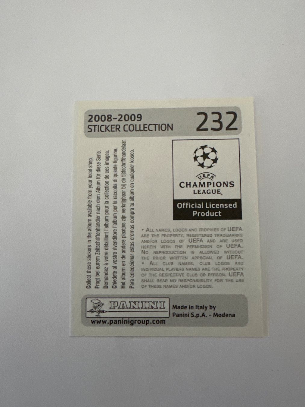 Panini UEFA Champions League 2008/09 - Nr. 232 - Bild 2