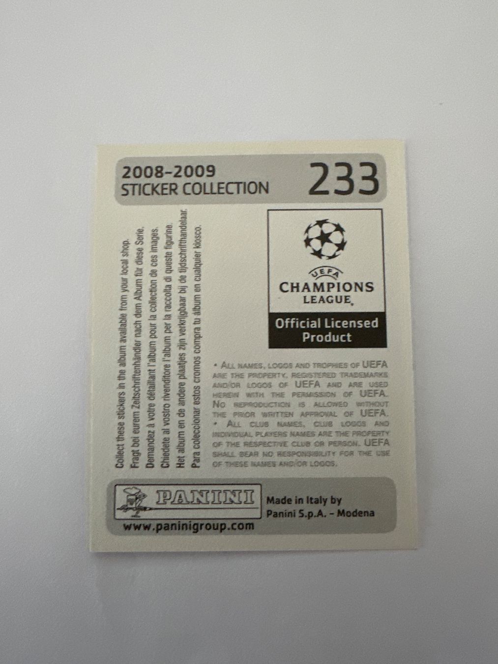 Panini UEFA Champions League 2008/09 - Nr. 233 - Bild 2