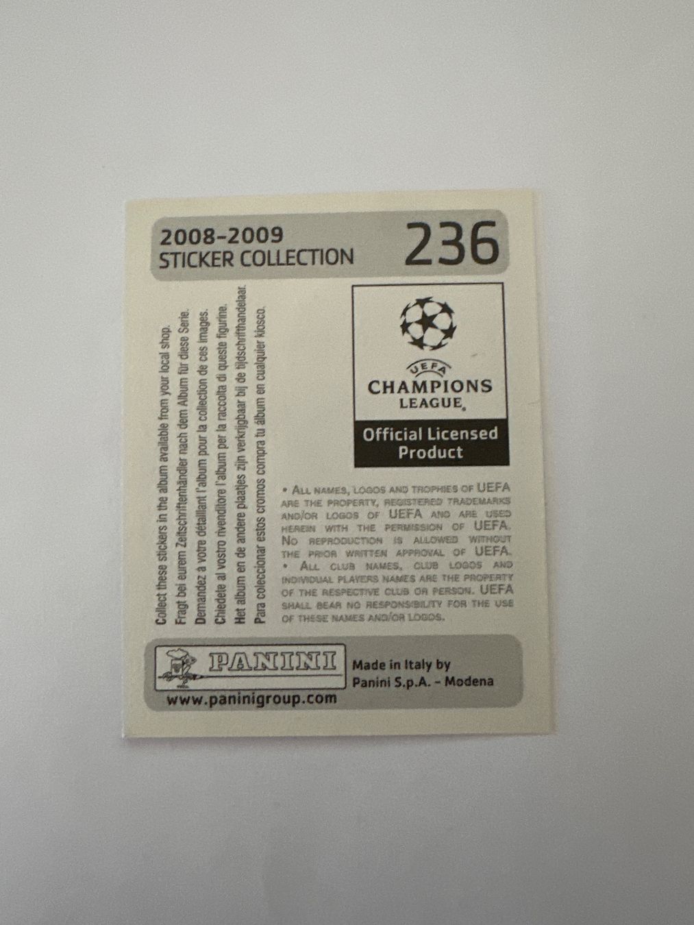 Panini UEFA Champions League 2008/09 - Nr. 236 - Bild 2