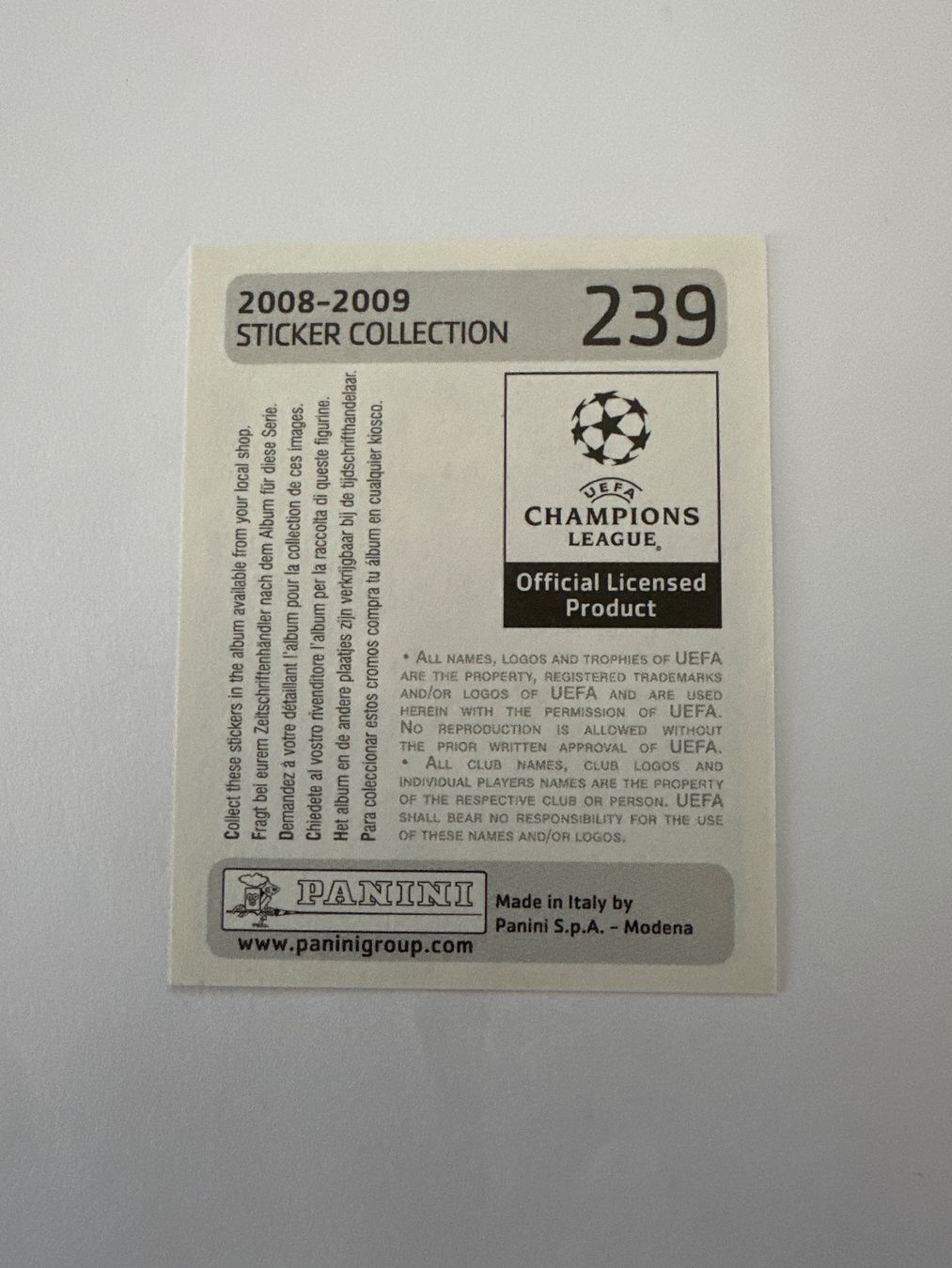 Panini UEFA Champions League 2008/09 - Nr. 239 - Bild 2