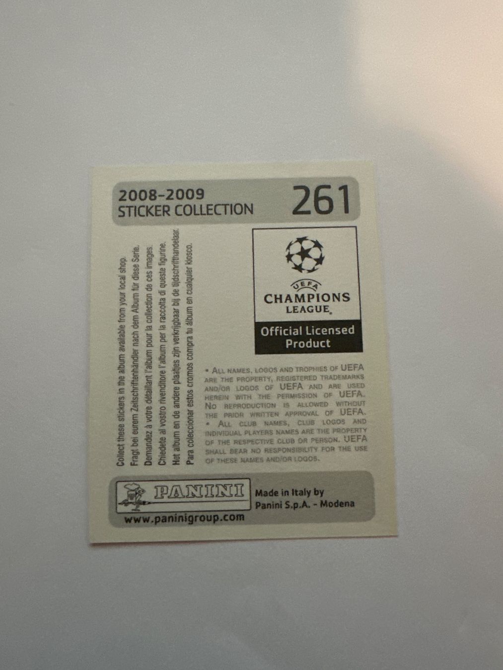 Panini UEFA Champions League 2008/09 - Nr. 261 - Bild 2