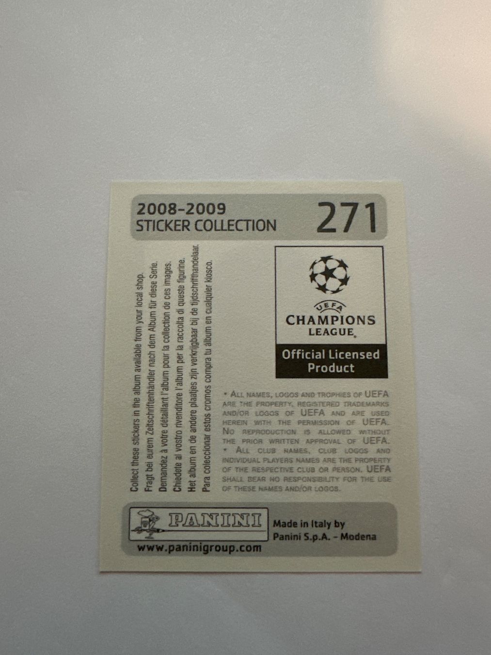 Panini UEFA Champions League 2008/09 - Nr. 271 - Bild 2