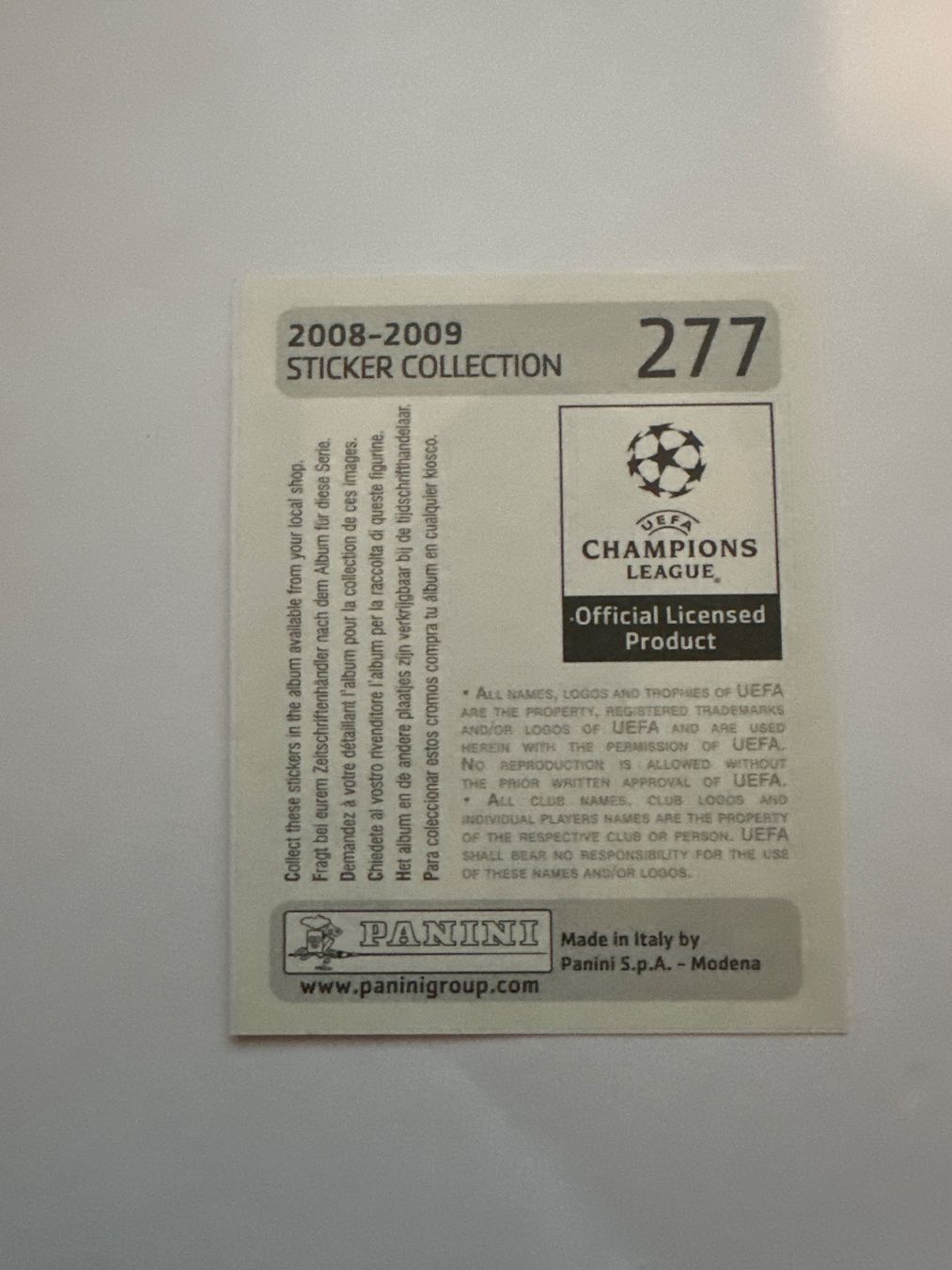 Panini UEFA Champions League 2008/09 - Nr. 277 - Bild 2