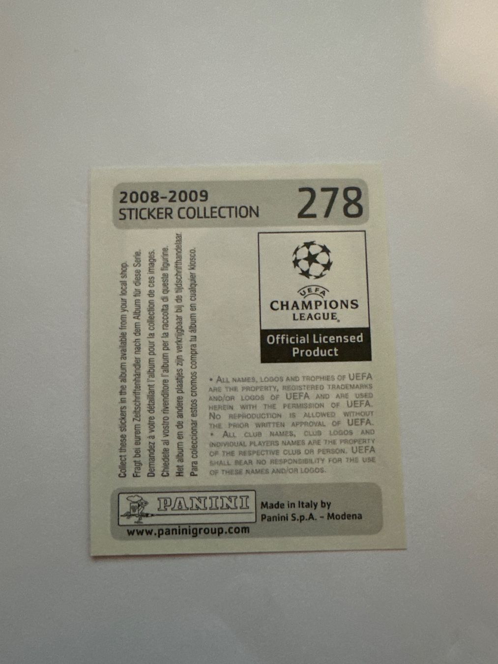 Panini UEFA Champions League 2008/09 - Nr. 278 - Bild 2