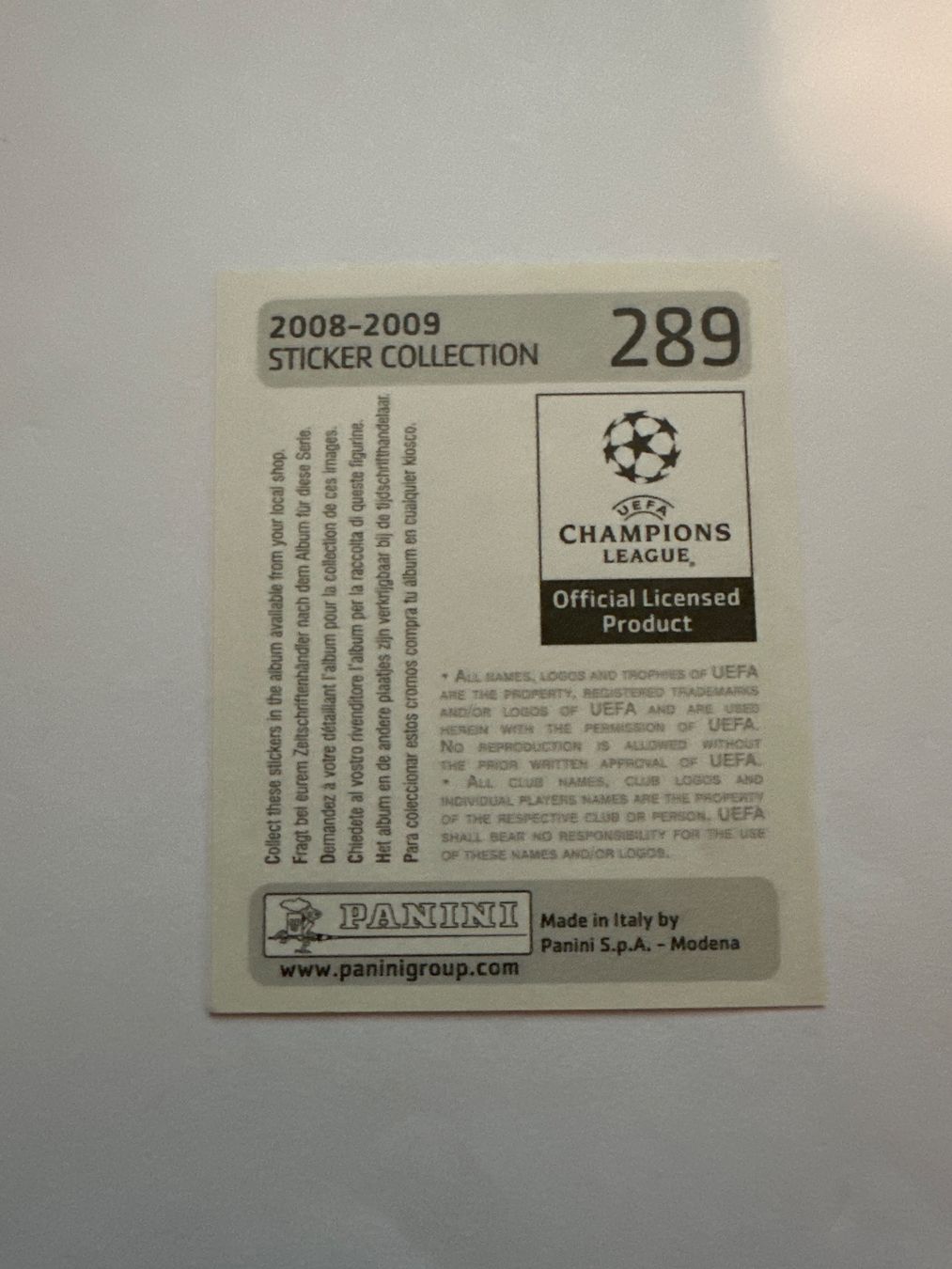Panini UEFA Champions League 2008/09 - Nr. 289 - Bild 2