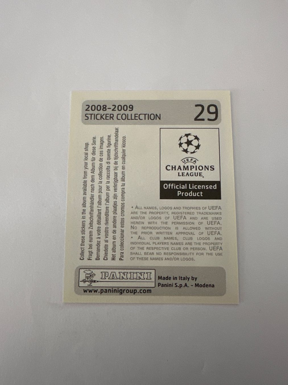 Panini UEFA Champions League 2008/09 - Nr. 29 - Bild 2