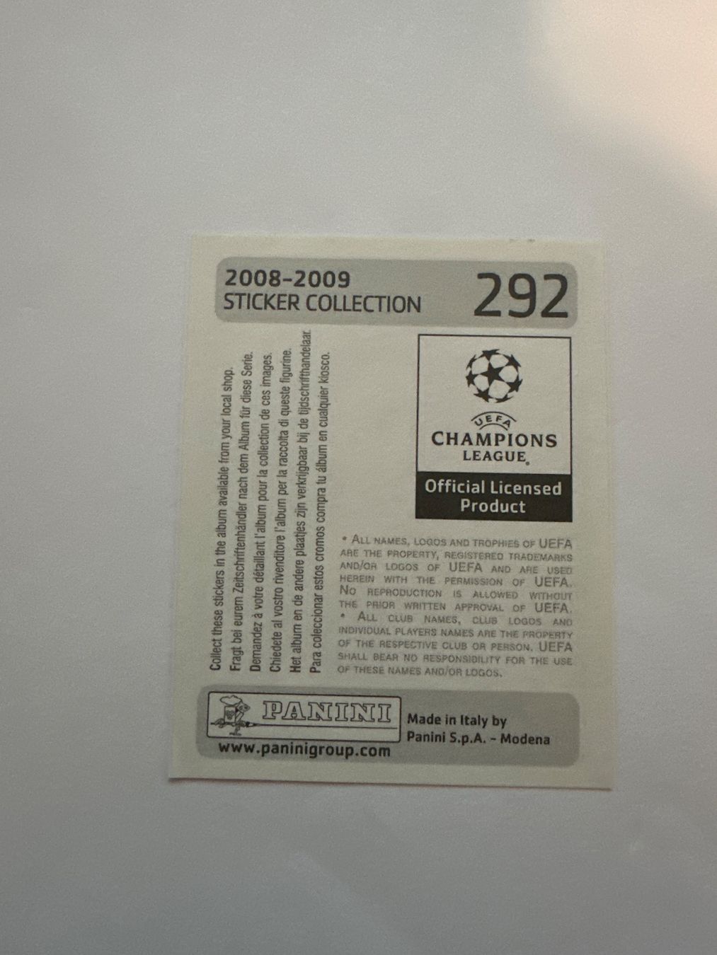 Panini UEFA Champions League 2008/09 - Nr. 292 - Bild 2