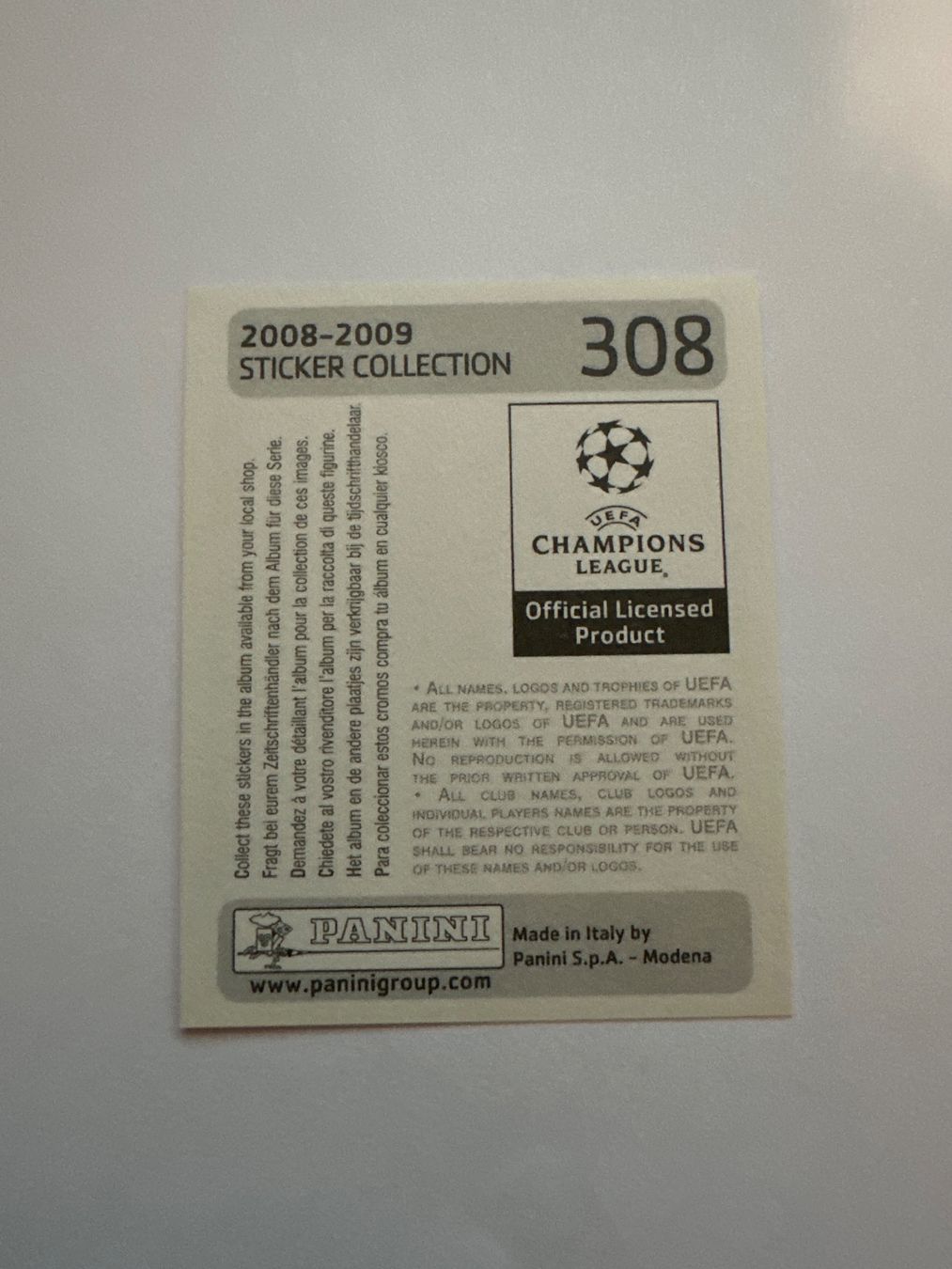 Panini UEFA Champions League 2008/09 - Nr. 308 - Bild 2