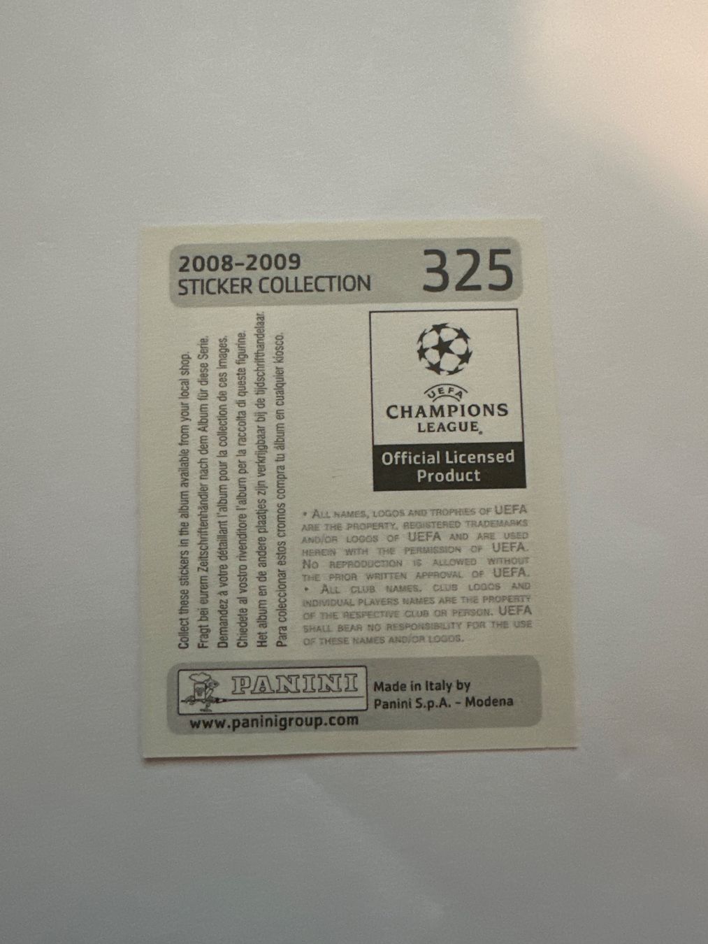 Panini UEFA Champions League 2008/09 - Nr. 325 - Bild 2