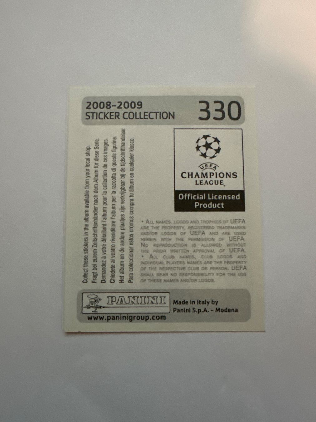Panini UEFA Champions League 2008/09 - Nr. 330 - Bild 2