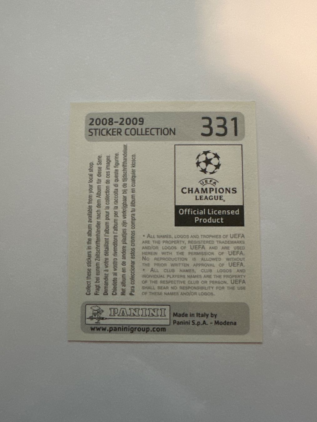 Panini UEFA Champions League 2008/09 - Nr. 331 - Bild 2