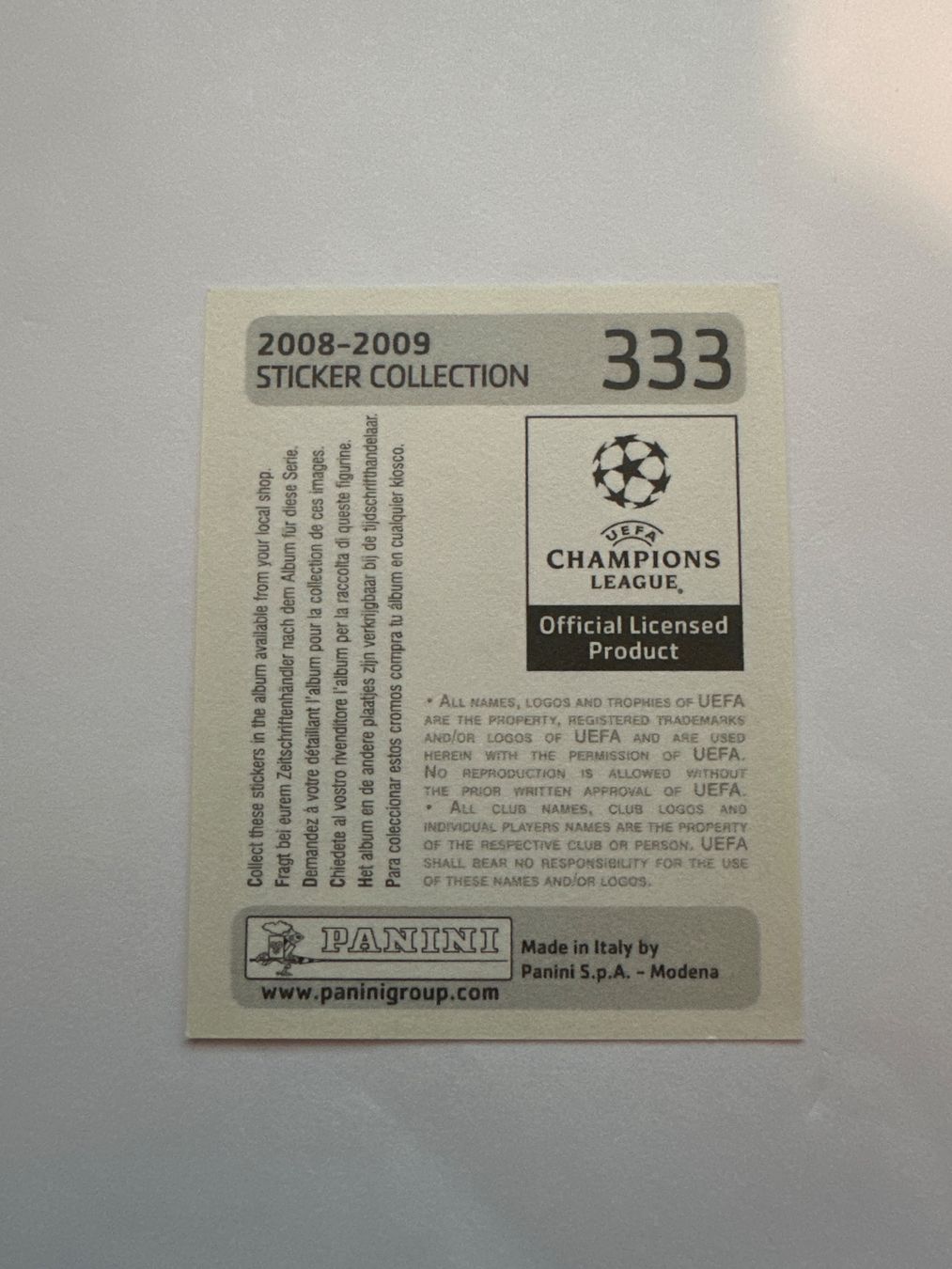 Panini UEFA Champions League 2008/09 - Nr. 333 - Bild 2