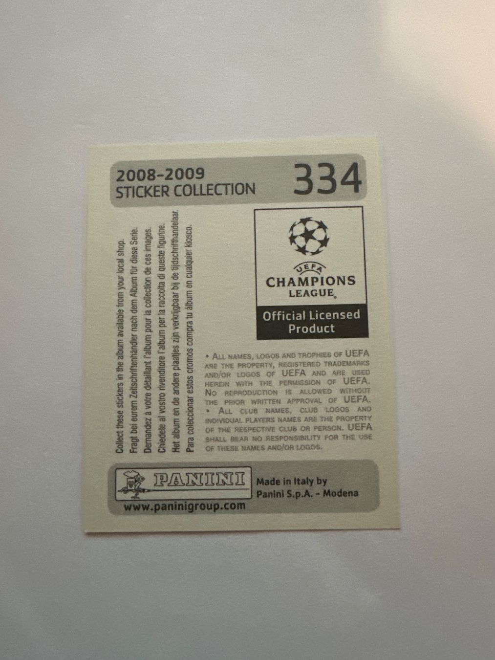 Panini UEFA Champions League 2008/09 - Nr. 334 - Bild 2