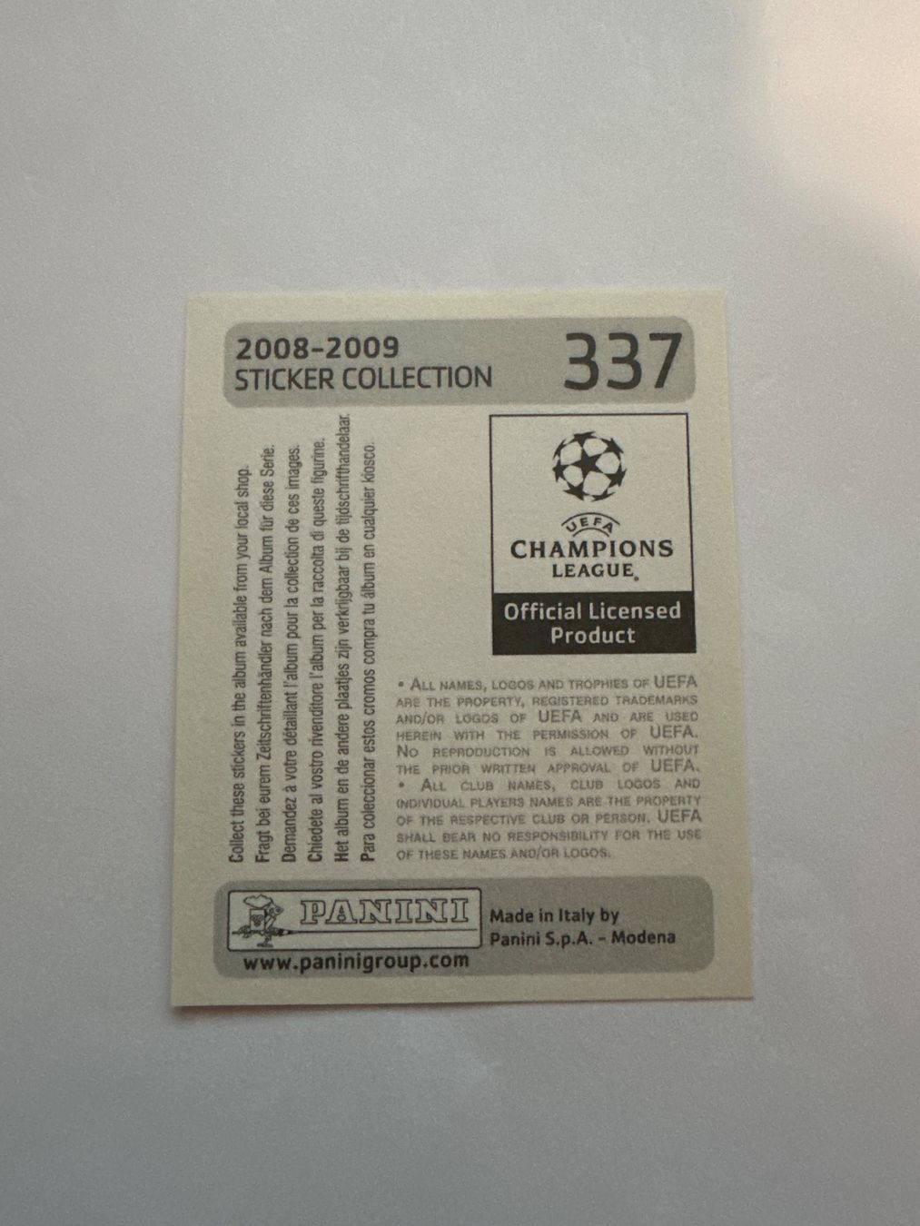 Panini UEFA Champions League 2008/09 - Nr. 337 - Bild 2