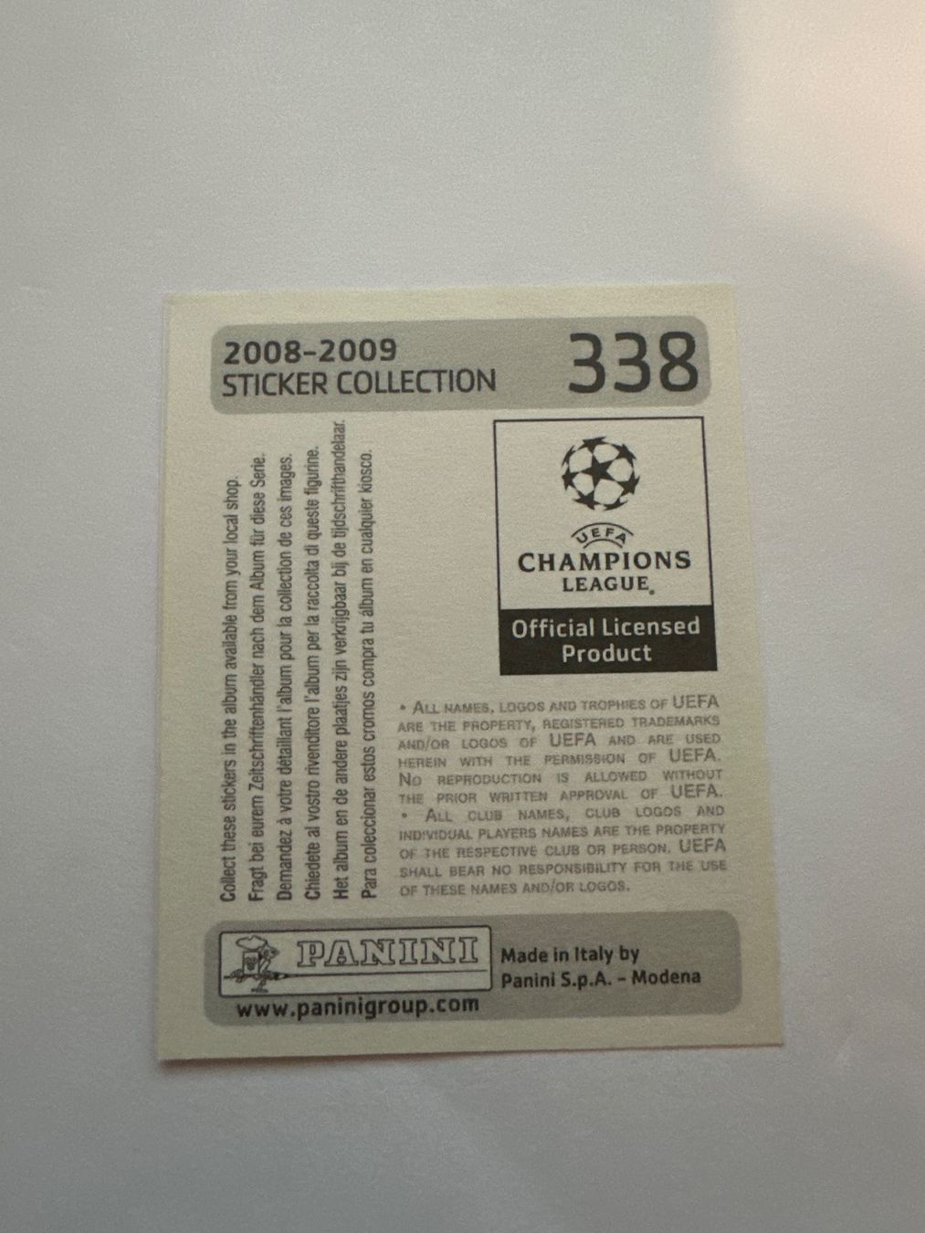 Panini UEFA Champions League 2008/09 - Nr. 338 - Bild 2