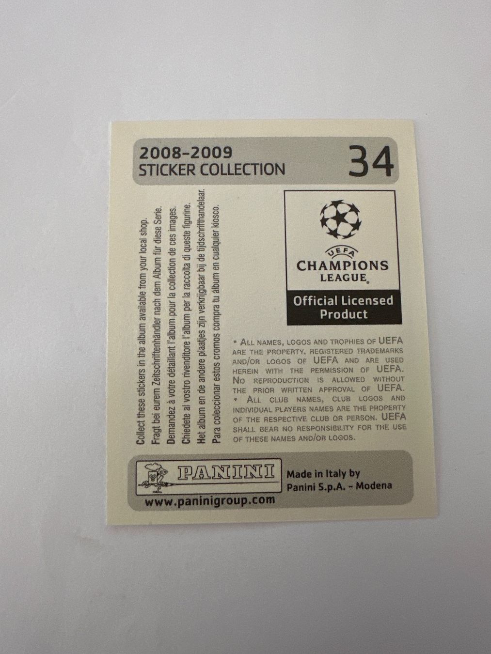 Panini UEFA Champions League 2008/09 - Nr. 34 - Bild 2
