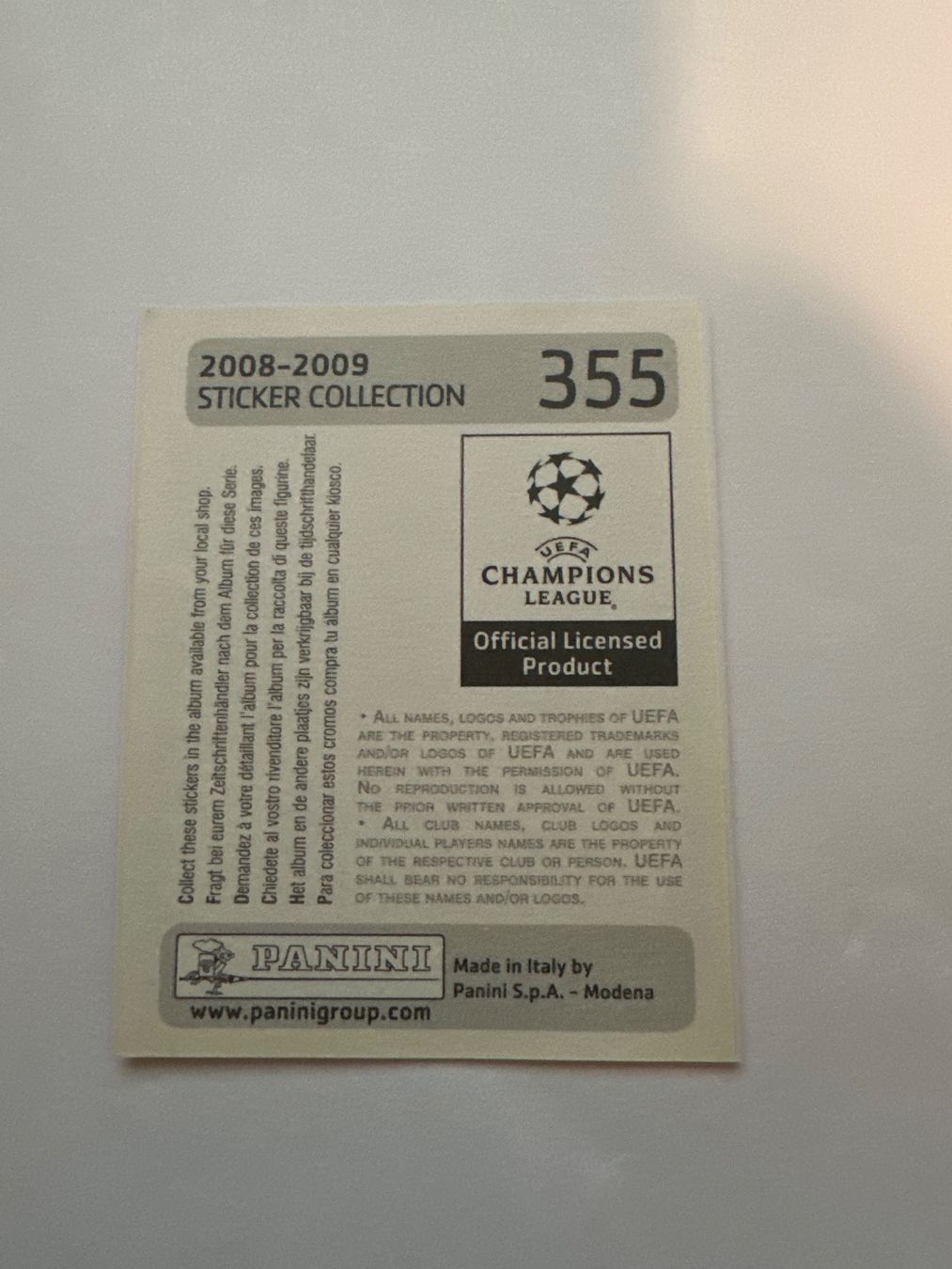 Panini UEFA Champions League 2008/09 - Nr. 355 - Bild 2