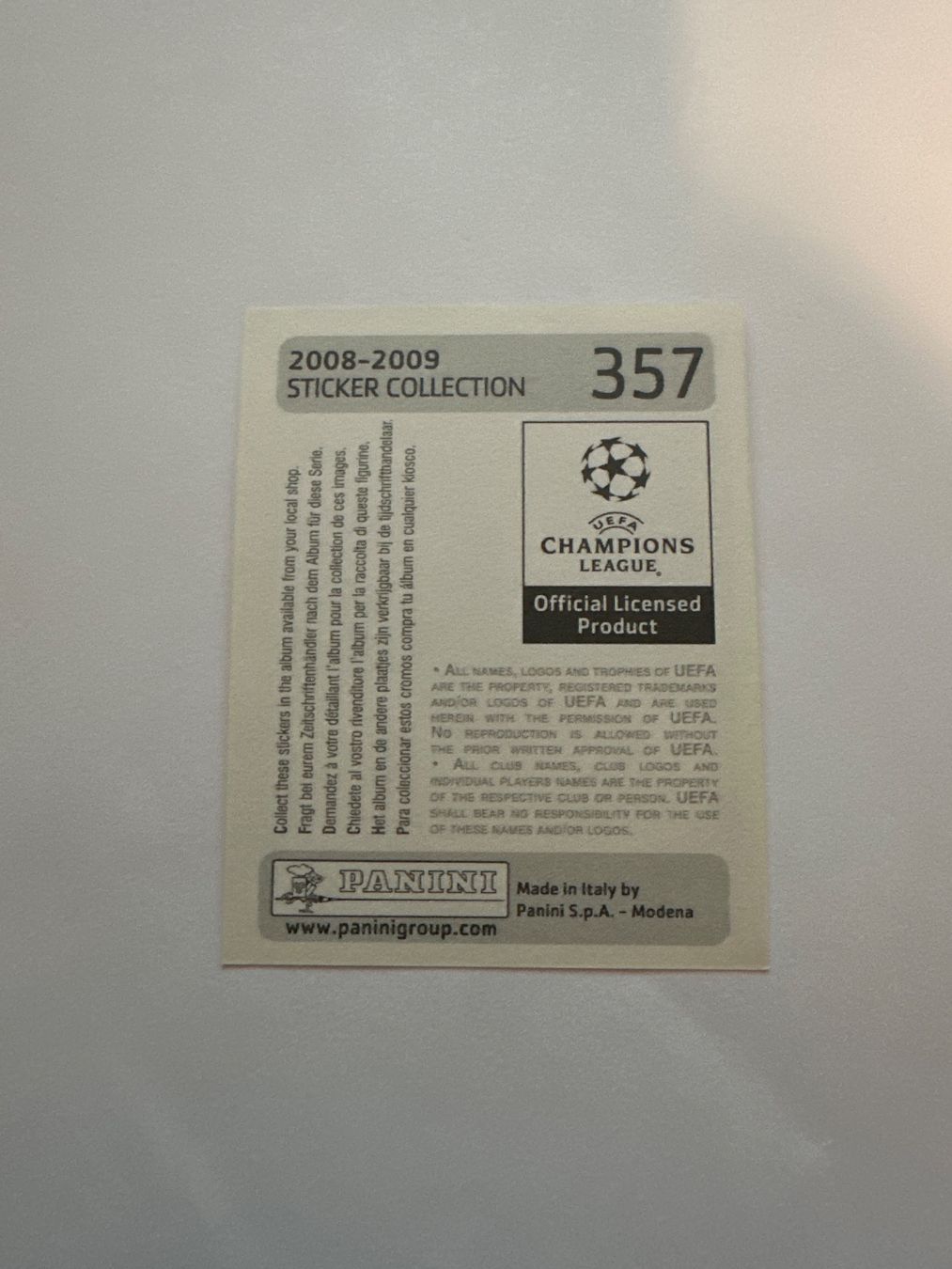 Panini UEFA Champions League 2008/09 - Nr. 357 - Bild 2