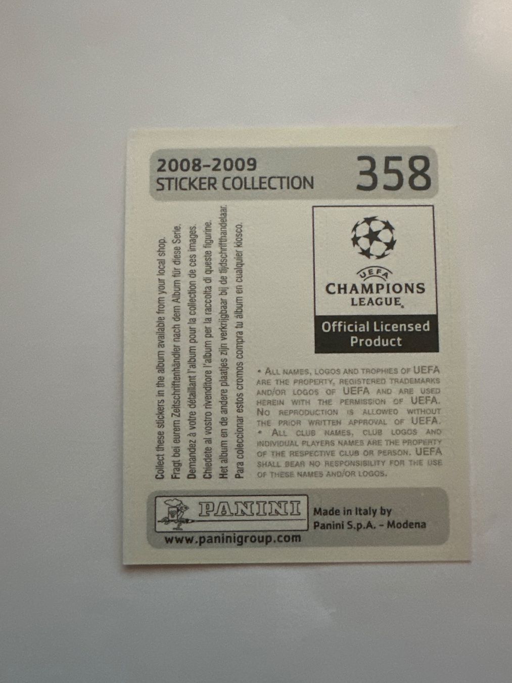 Panini UEFA Champions League 2008/09 - Nr. 358 - Bild 2