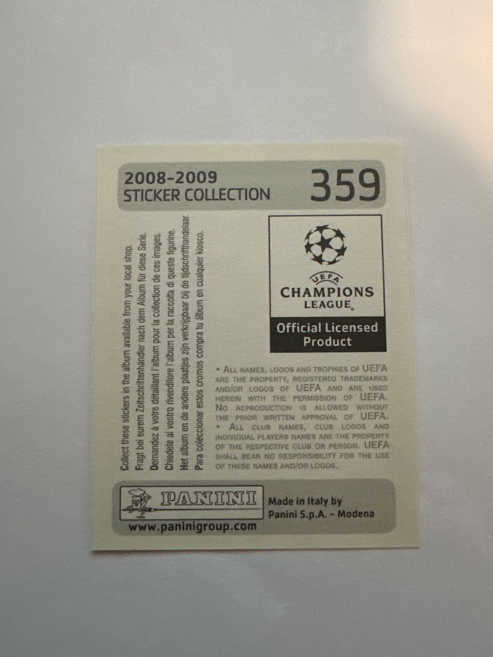 Panini UEFA Champions League 2008/09 - Nr. 359 - Bild 2