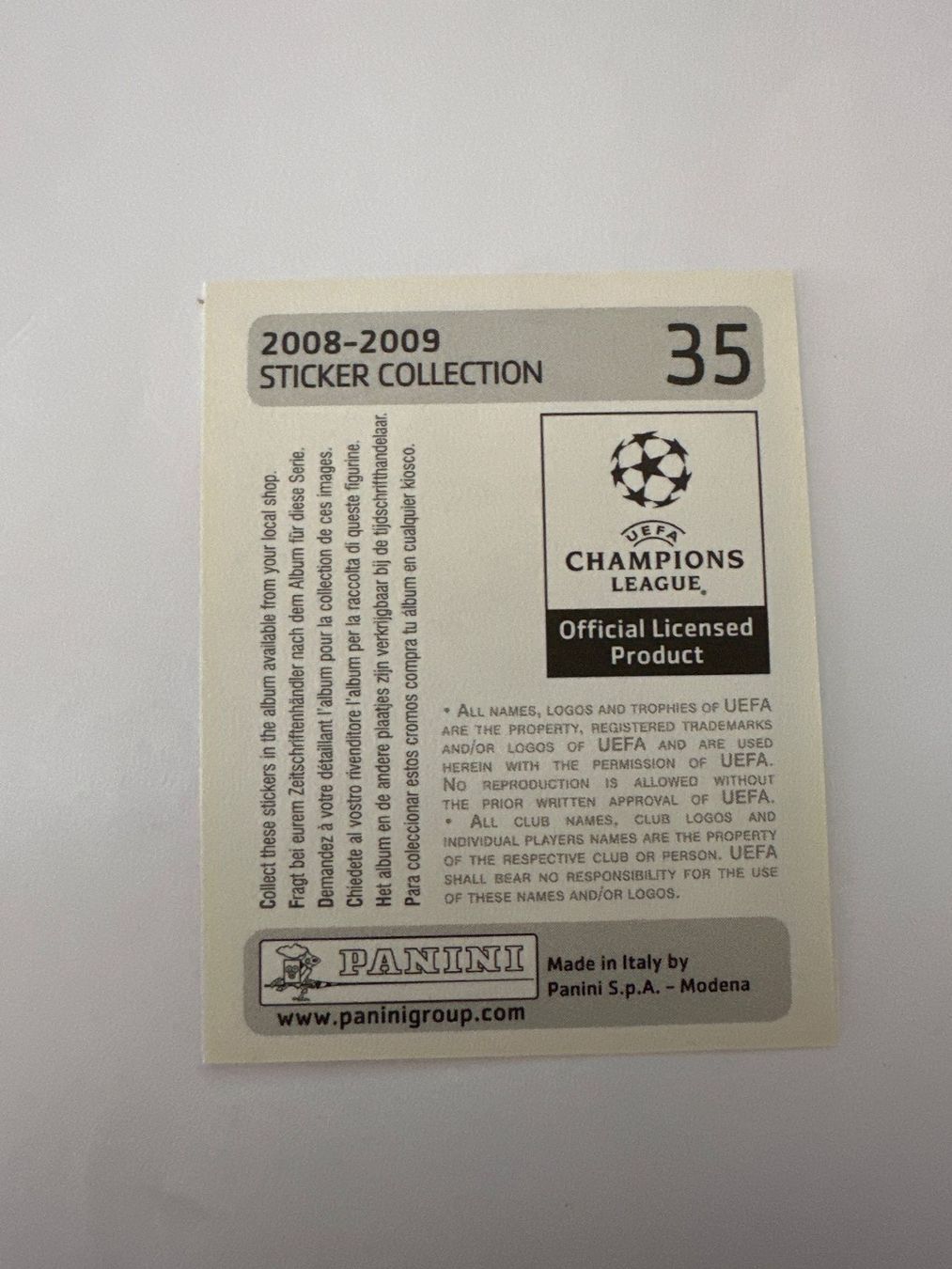 Panini UEFA Champions League 2008/09 - Nr. 35 - Bild 2